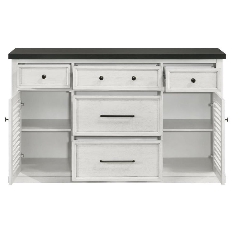 Coaster Fine Furniture - Aventine - 5-drawer Dining Sideboard Buffet Cabinet With Cabinet - Charcoal And Vintage Chalk - 5th Avenue Furniture