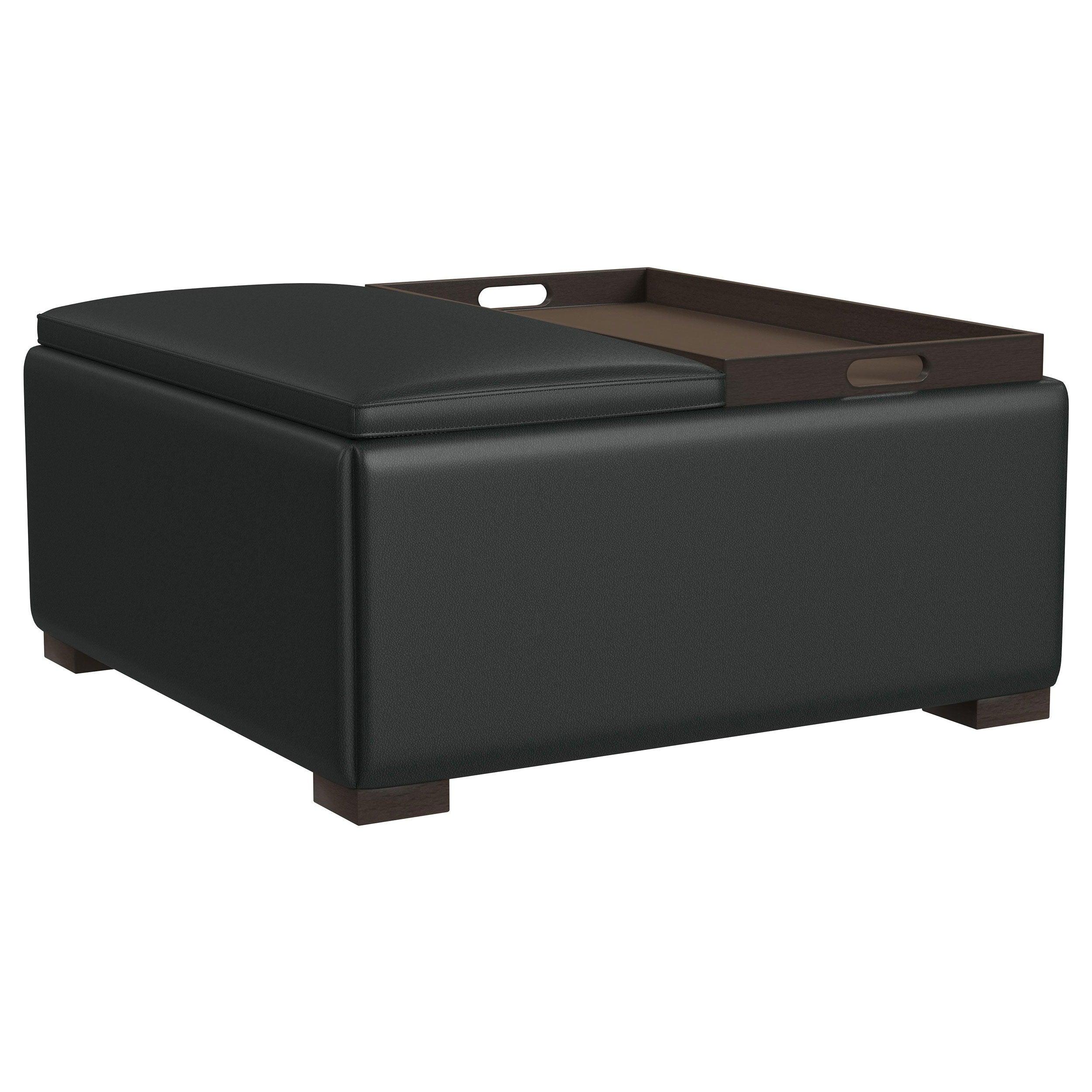 Coaster Fine Furniture - Paris - Multifunctional Upholstered Storage Ottoman With Utility Tray - Black - 5th Avenue Furniture