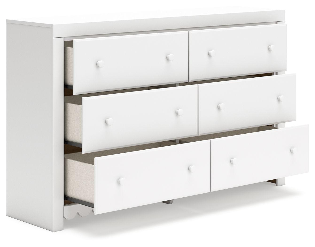 Signature Design by Ashley® - Mollviney - White - Six Drawer Dresser - 5th Avenue Furniture