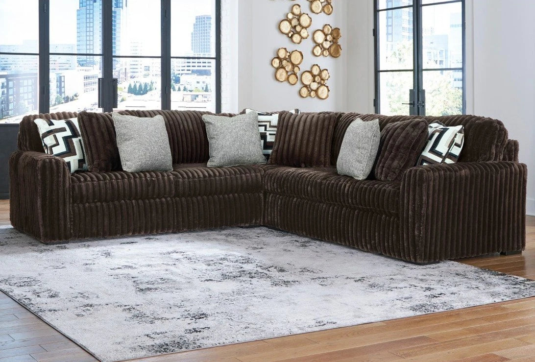 Midnight-Madness Chocolate - 3pc Sectional
