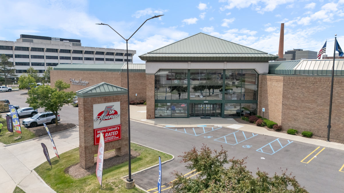 Exterior and main entrance of 5th Avenue Furniture at 22555 Greenfield Road in Southfield