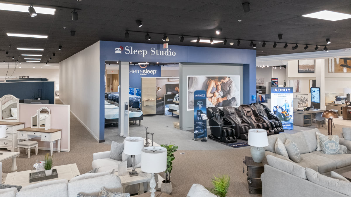 Sleep Studio Mattress Gallery entrance inside the Southfield showroom