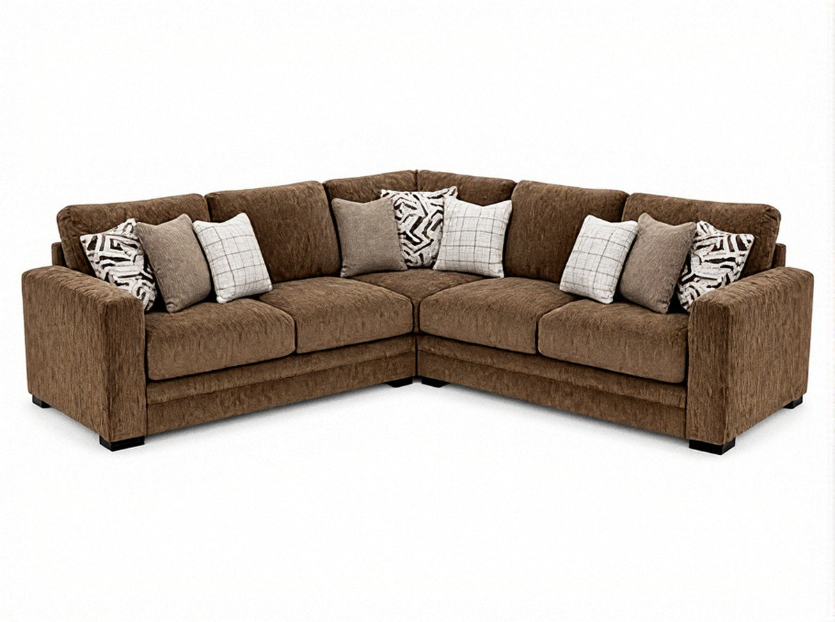 Luxor 3-piece sectional with two end loveseats and corner in Thunderstruck Bronze