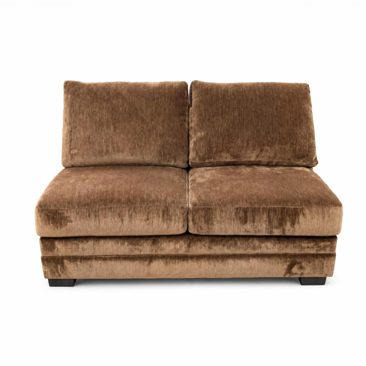 Luxor armless loveseat component in Thunderstruck Bronze