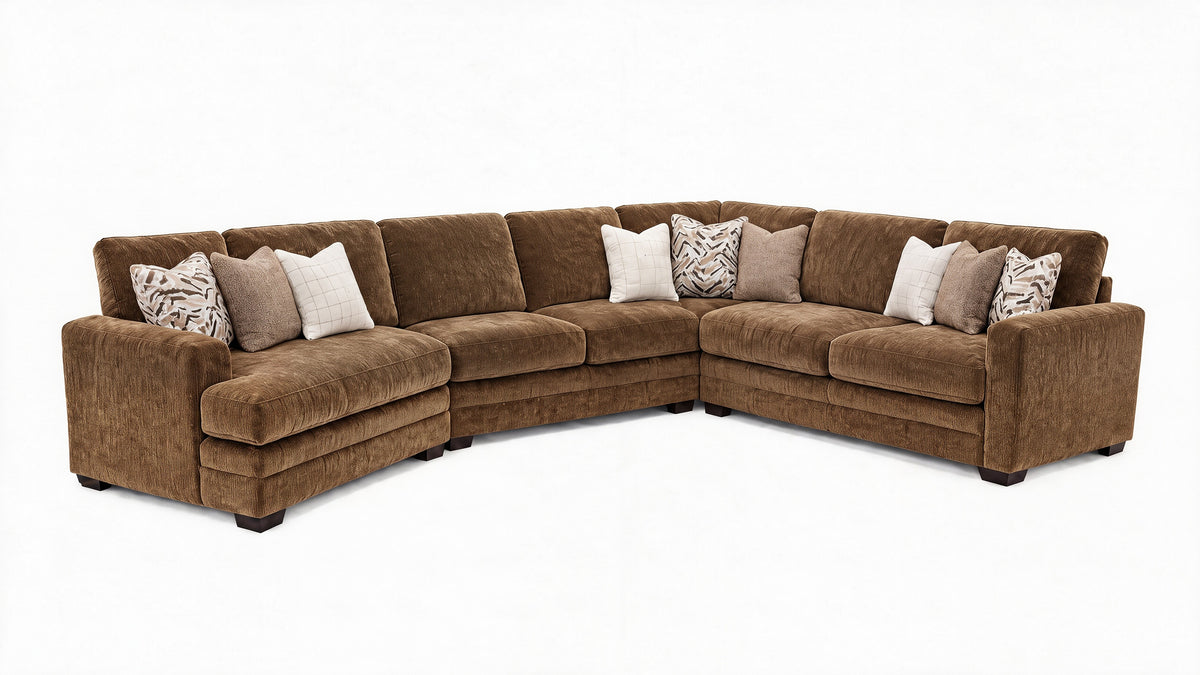 Luxor 4-piece LAF cuddler sectional in Thunderstruck Bronze, white background