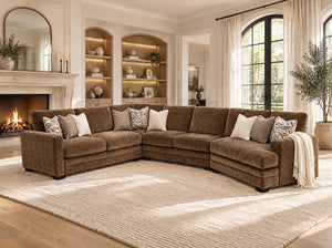 Luxor 4-piece sectional with RAF cuddler on your right when facing the sectional, in Thunderstruck Bronze