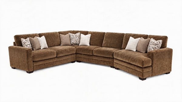 Luxor 4-piece RAF cuddler sectional in Thunderstruck Bronze, white background