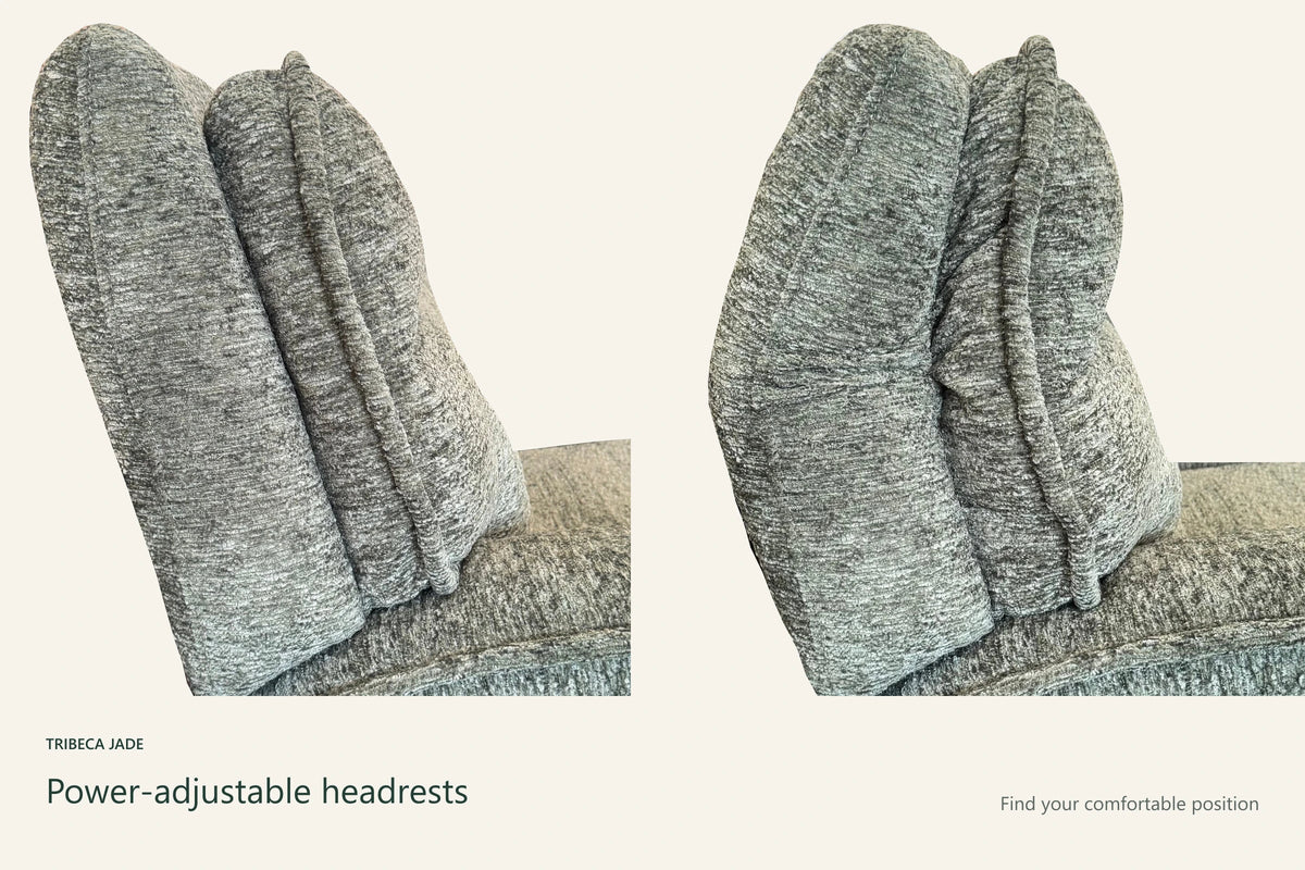 Tribeca Jade power-adjustable headrests shown in two positions