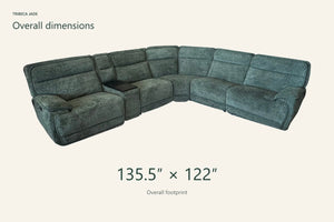 Tribeca Jade 6-piece sectional overall footprint: 135.5 inches by 122 inches