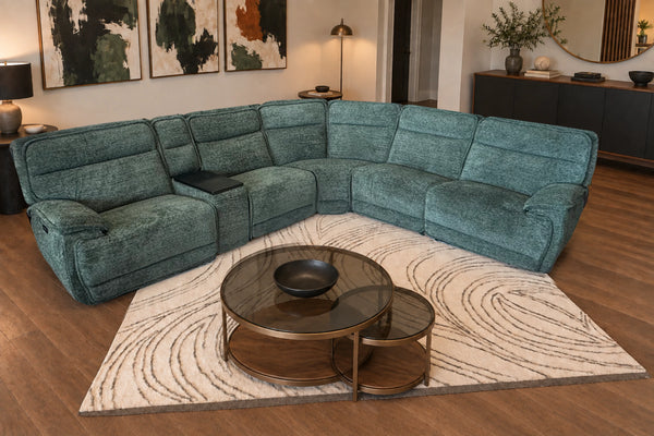 Tribeca Jade sectional upright in a bright living room