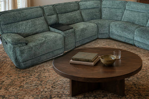Tribeca Jade seating and tray-table console in a living room