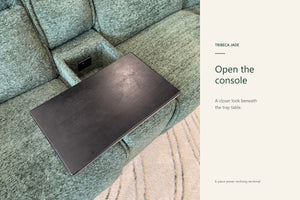 Tribeca Jade console open beneath the tray table