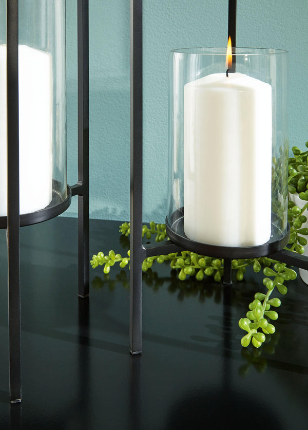 Ashley Furniture - Ginette - Black - Candle Holder Set (Set of 2) - 5th Avenue Furniture