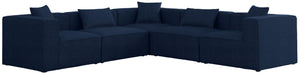 Meridian Furniture - Cube - Modular Sectional 5 Piece - Navy - 5th Avenue Furniture