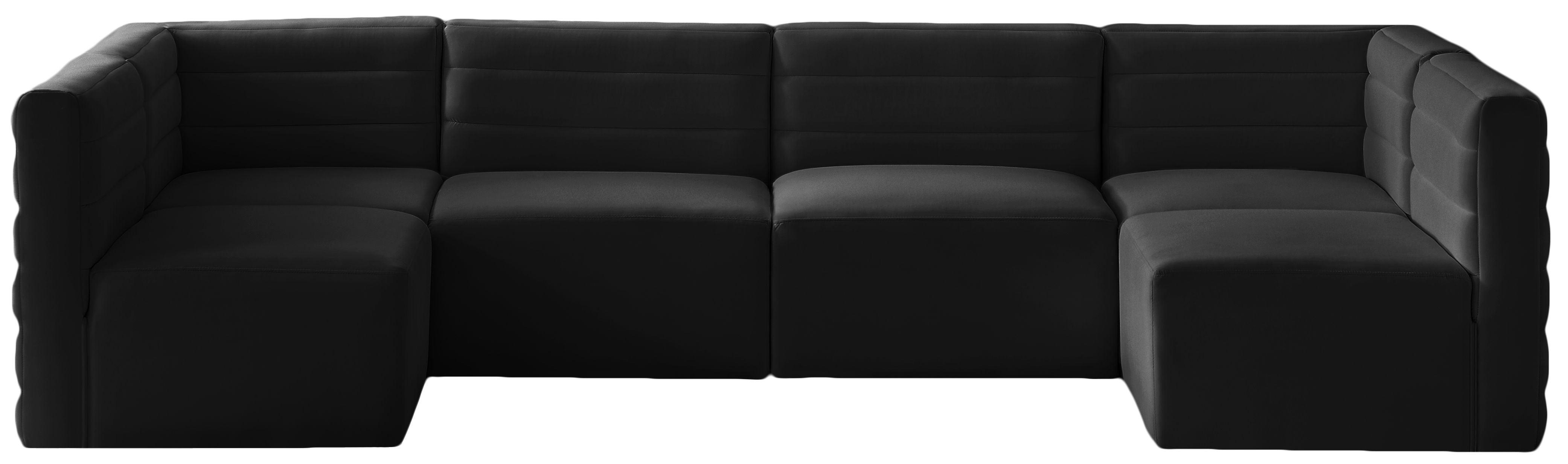 Meridian Furniture - Quincy - Modular Sectional 6 Piece - Black - Fabric - 5th Avenue Furniture