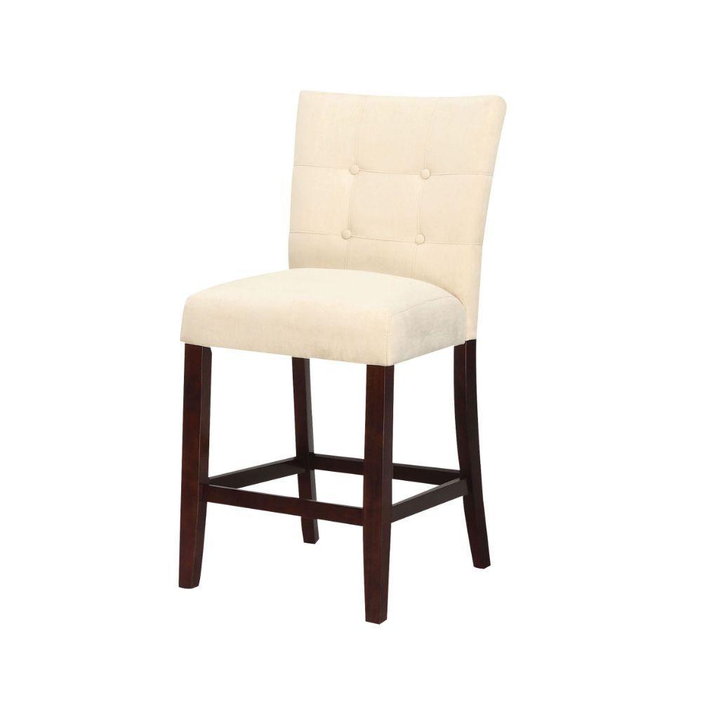 ACME - Baldwin - Counter Height Chair (Set of 2) - Beige Microfiber & Walnut - 5th Avenue Furniture