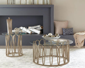 CoasterEssence - Monett - Round End Table - Chocolate Chrome And Clear - 5th Avenue Furniture