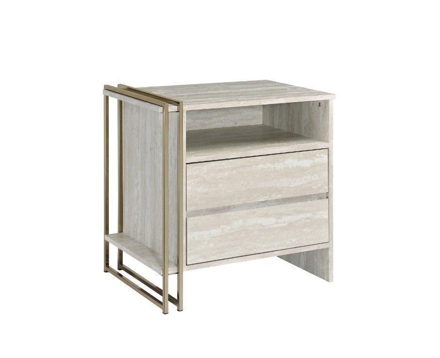 ACME - Tyeid - Accent Table - Antique White & Gold Finish - 5th Avenue Furniture