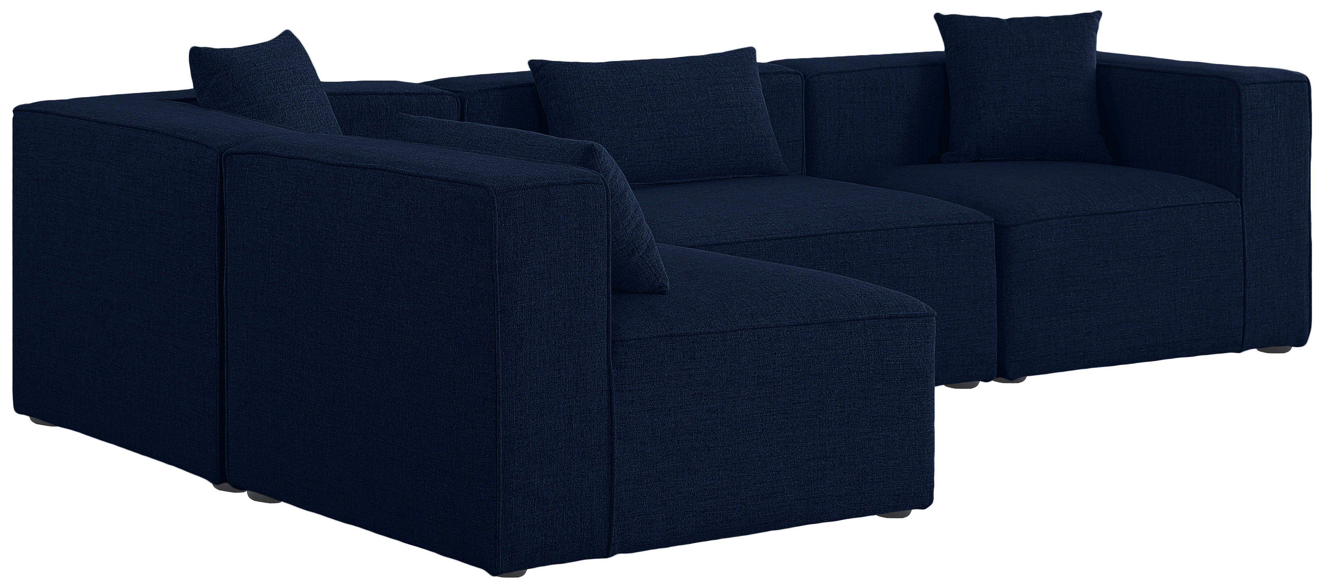 Meridian Furniture - Cube - Modular Sectional 4 Piece - Navy - 5th Avenue Furniture