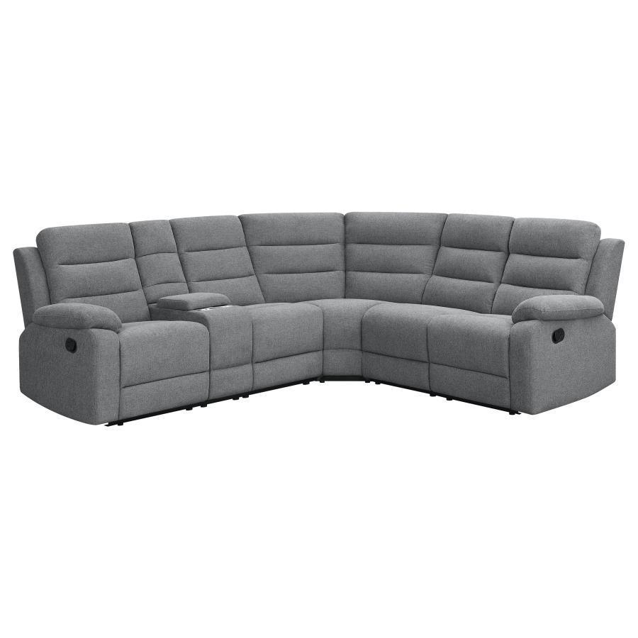 CoasterEveryday - David - 3 Piece Upholstered Motion Sectional With Pillow Arms - Smoke - 5th Avenue Furniture