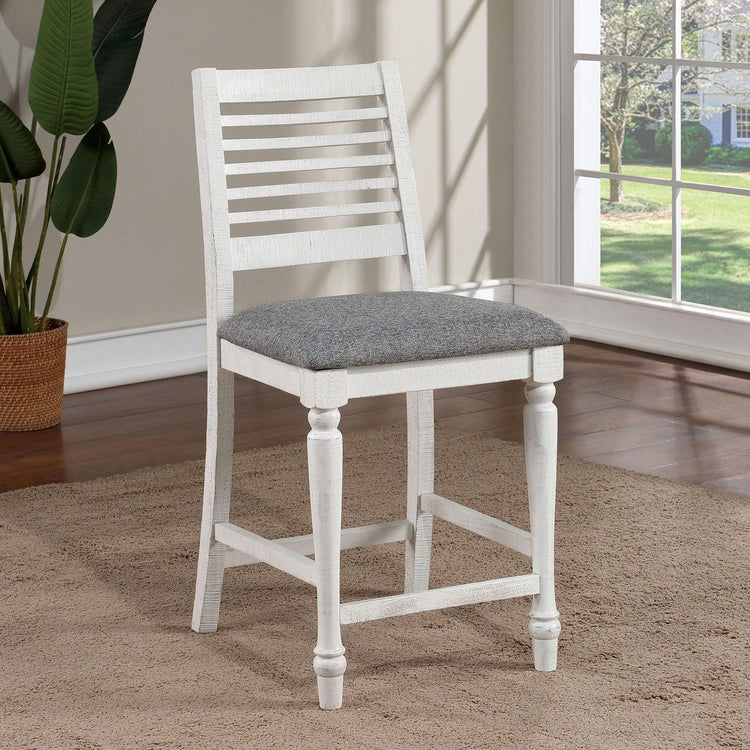 Furniture of America - Calabria - Counter Height Chair (Set of 2) - Antique White / Gray - 5th Avenue Furniture