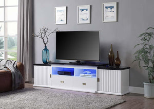 ACME - Barend - TV Stand - White & Black High Gloss Finish - 5th Avenue Furniture