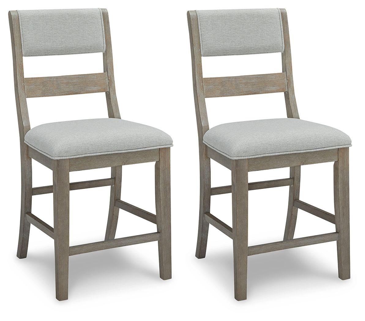 Signature Design by Ashley® - Moreshire - Bisque - Upholstered Barstool (Set of 2) - 5th Avenue Furniture