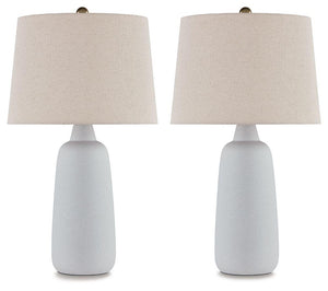 Signature Design by Ashley® - Avianic - White - Ceramic Table Lamp (Set of 2) - 5th Avenue Furniture