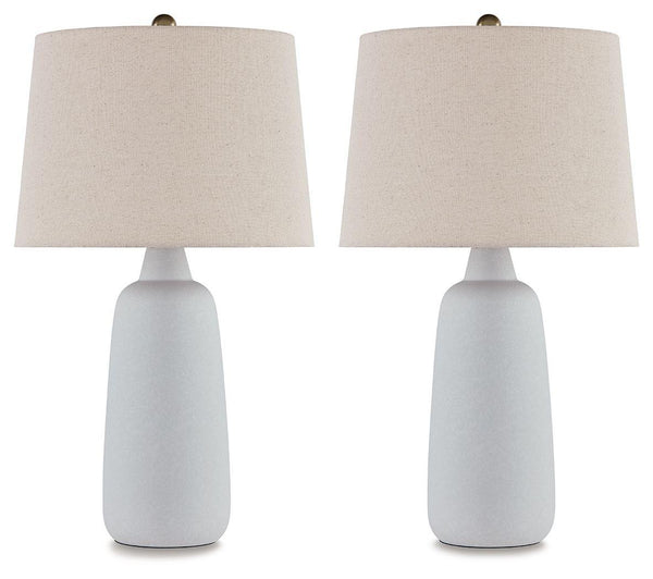 Signature Design by Ashley® - Avianic - White - Ceramic Table Lamp (Set of 2) - 5th Avenue Furniture