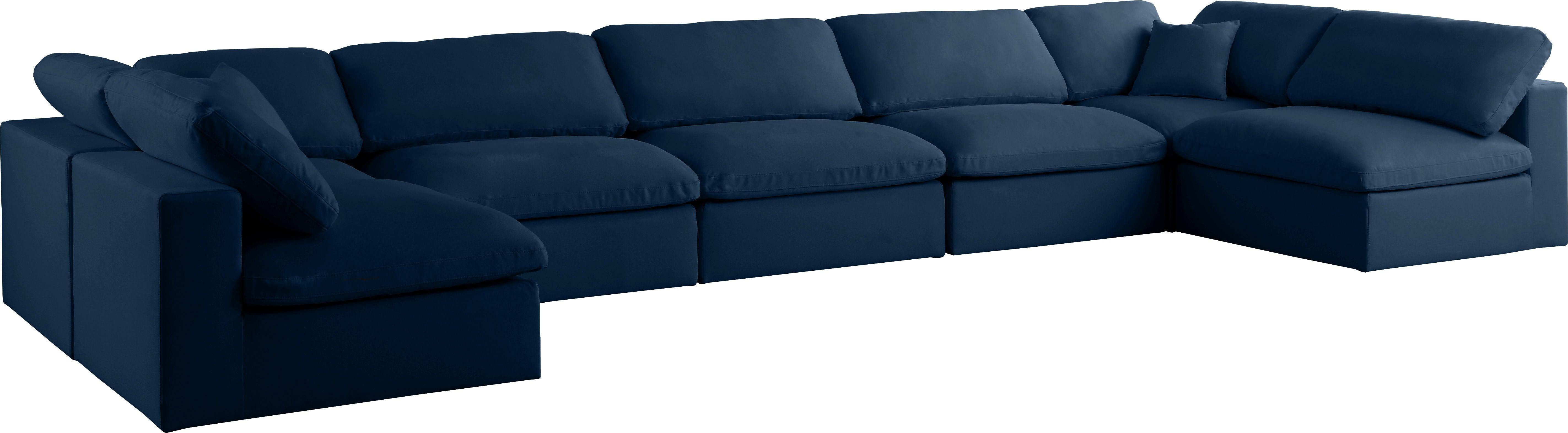 Meridian Furniture - Plush - Velvet Standart Comfort Modular Sectional - Navy - 5th Avenue Furniture