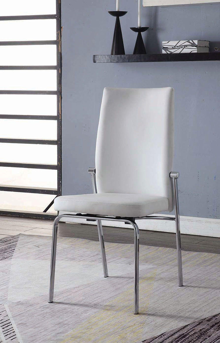 ACME - Osias - Side Chair (Set of 2) - White PU & Chrome - 5th Avenue Furniture