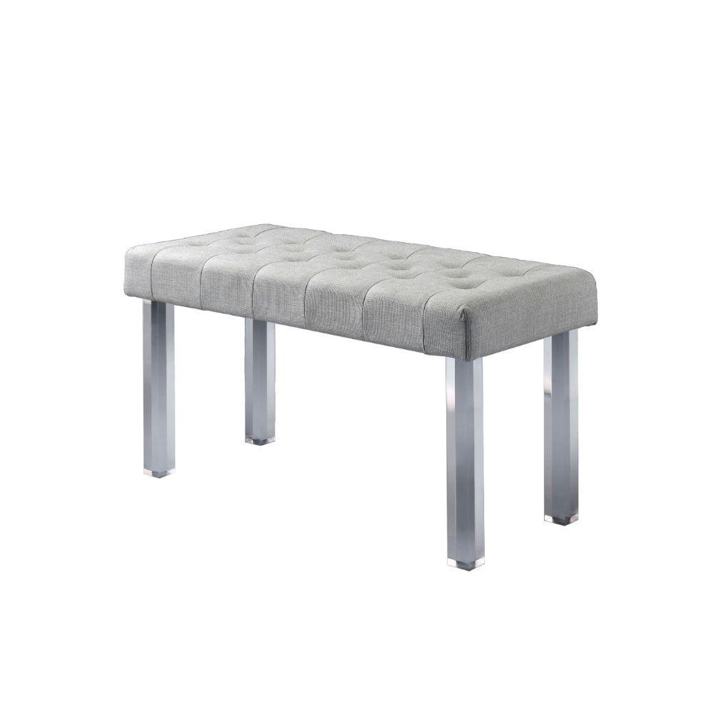 ACME - Bagley - Bench - Linen & Clear Acrylic - 5th Avenue Furniture