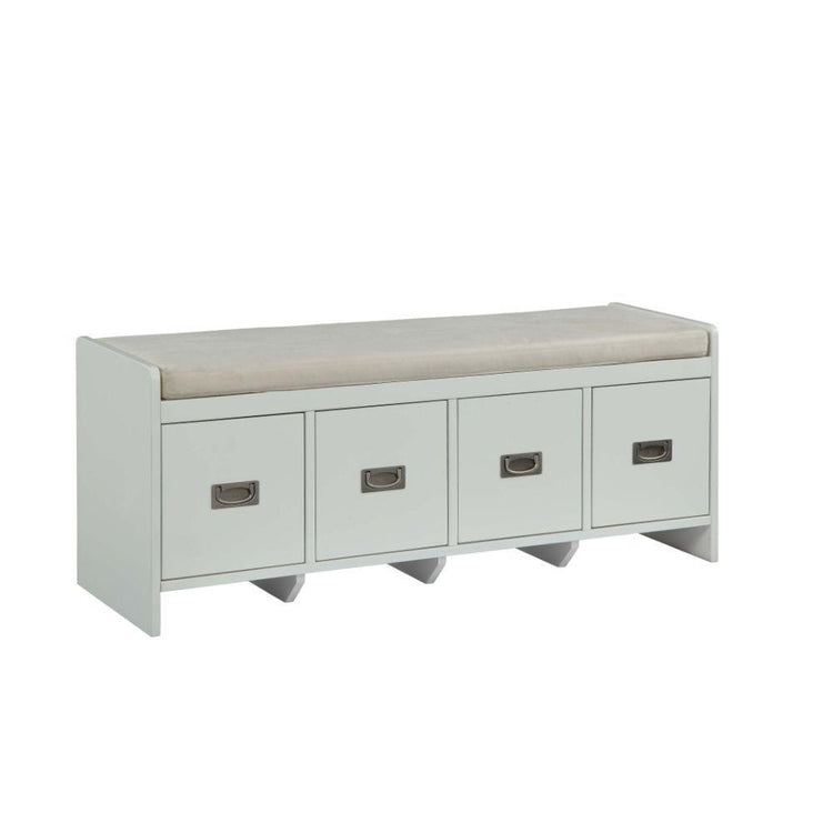 ACME - Berci - Bench - Beige Fabric & White - 5th Avenue Furniture