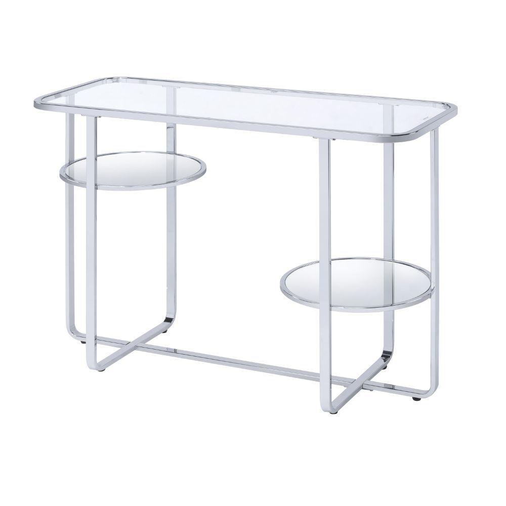 ACME - Hollo - Accent Table - Chrome & Glass - 5th Avenue Furniture