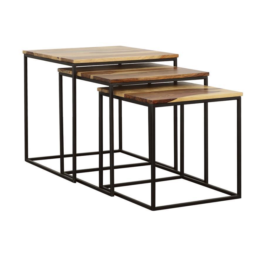 CoasterElevations - Belcourt - 3 Piece Square Nesting Tables - Natural And Black - 5th Avenue Furniture