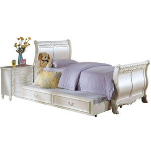 ACME - Pearl - Twin Bed - Pearl White & Gold Brush Accent - 5th Avenue Furniture