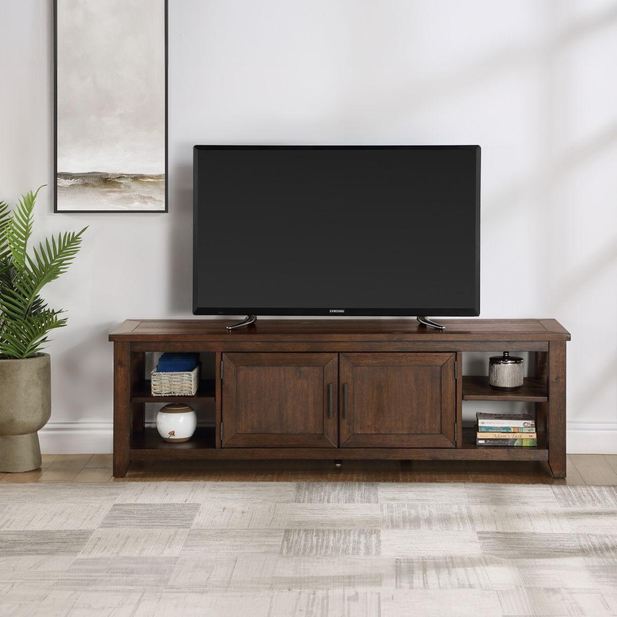 Steve Silver Furniture - Lenka - Entertainment Stand, TV Stand - Brown - 5th Avenue Furniture