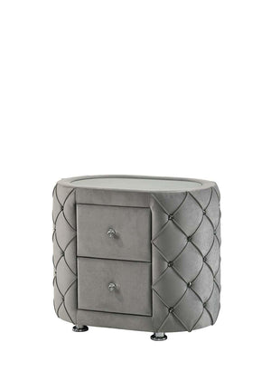 ACME - Perine - Nightstand - Gray Velvet - 5th Avenue Furniture