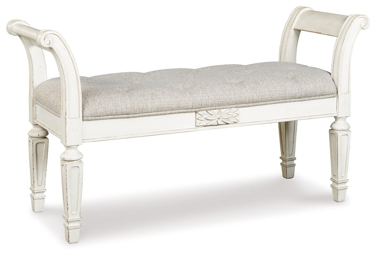 Ashley Furniture - Realyn - Antique White - Accent Bench - 5th Avenue Furniture