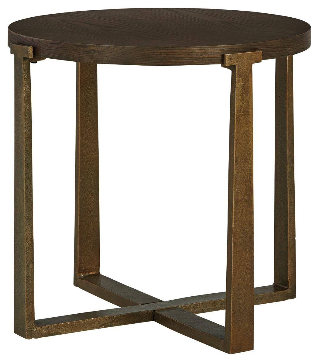 Signature Design by Ashley® - Balintmore - Brown / Gold Finish - Round End Table - 5th Avenue Furniture