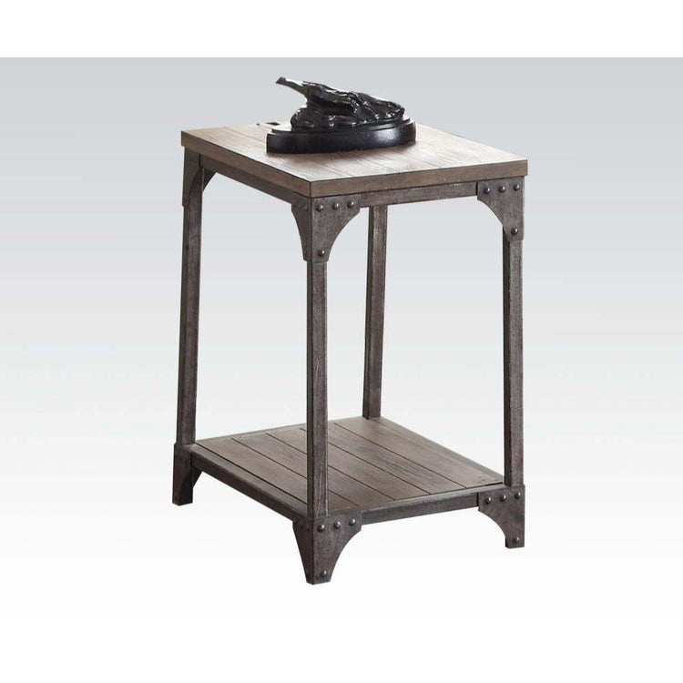 ACME - Gorden - End Table - Weathered Oak & Antique Nickel - 5th Avenue Furniture