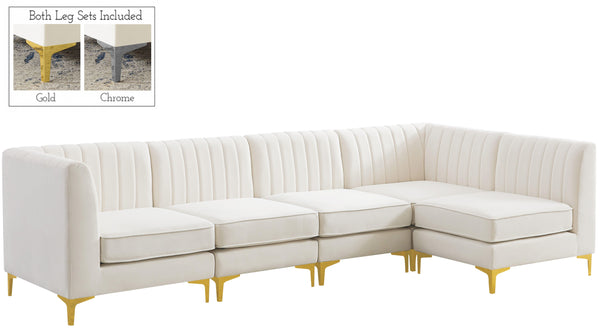 Meridian Furniture - Alina - Modular Sectional 5 Piece - Cream - Fabric - 5th Avenue Furniture