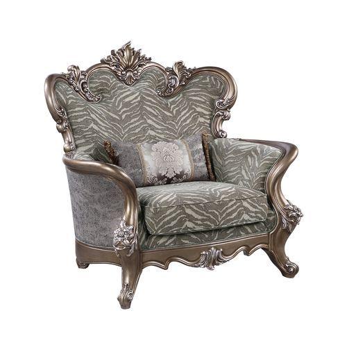 ACME - Elozzol - Sofa - Fabric & Antique Bronze Finish - Wood - 5th Avenue Furniture