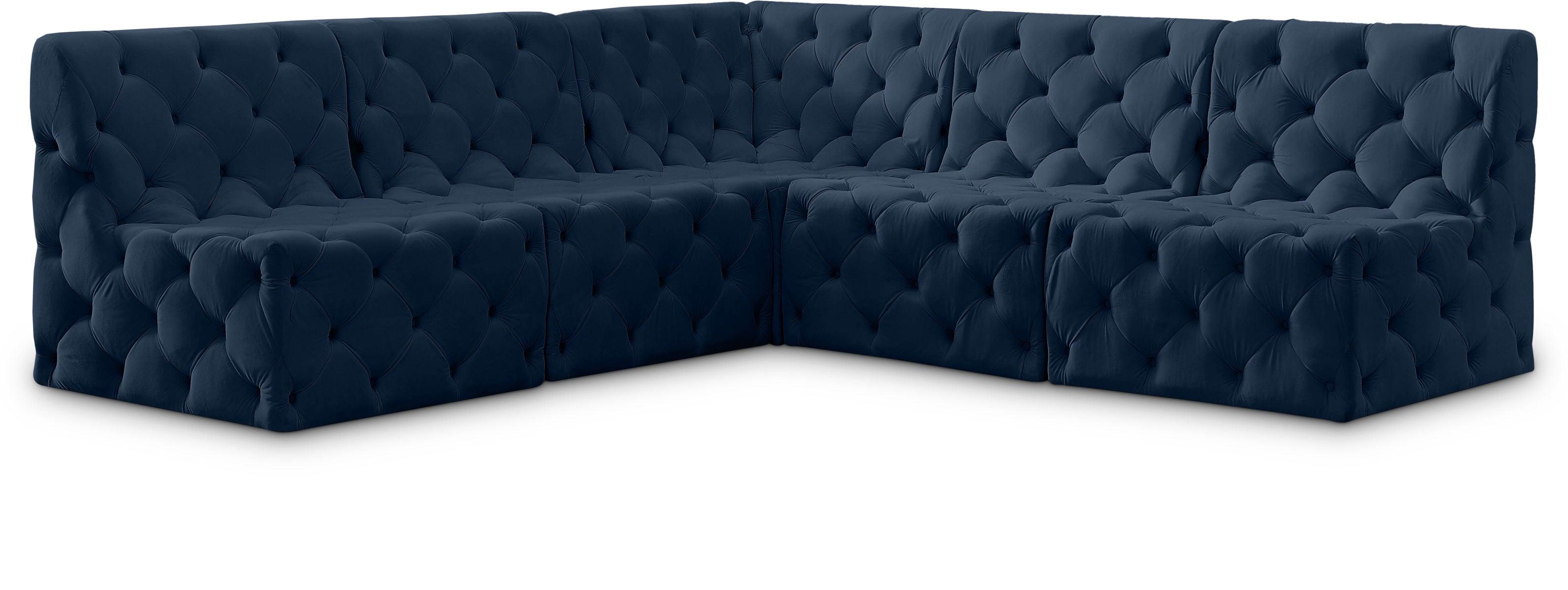 Meridian Furniture - Tuft - Modular Sectional 5 Piece - Navy - Modern & Contemporary - 5th Avenue Furniture