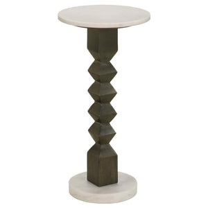 Coaster Fine Furniture - Colette - Round Marble Top Side Table - White And Dark Gray - 5th Avenue Furniture