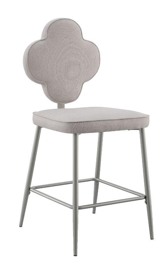 ACME - Clover - Counter Height Chair (Set of 2) - Beige Fabric & Champagne Finish - 5th Avenue Furniture