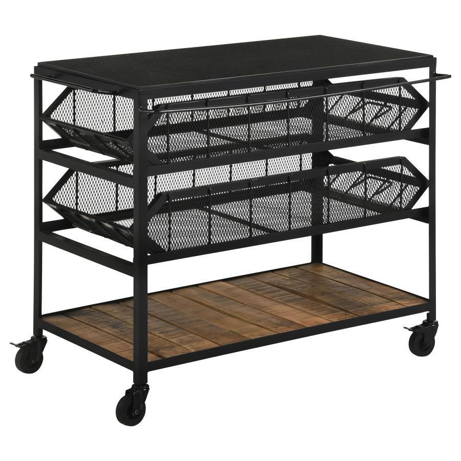 CoasterEveryday - Evander - Accent Storage Cart With Casters - Natural And Black - 5th Avenue Furniture