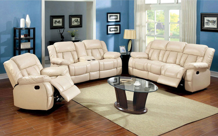 Furniture of America - Barbado - Loveseat With 2 Recliners - Ivory - 5th Avenue Furniture