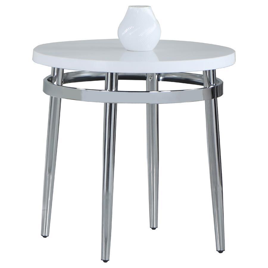 CoasterElevations - Avilla - Round End Table - White And Chrome - 5th Avenue Furniture