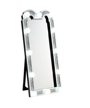 ACME - Noralie - Accent Floor Mirror - Mirrored & Faux Diamonds - Wood - 63" - 5th Avenue Furniture